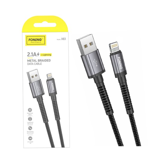 Foneng Lightning Data Cable X83 2.1A 1m Black